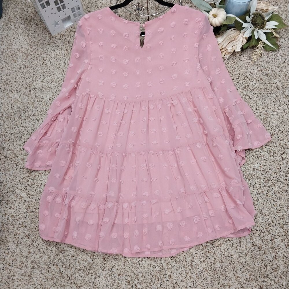 3594 Size Medium Pink Swiss Dot Tunic/ Lined. - Picture 5 of 6